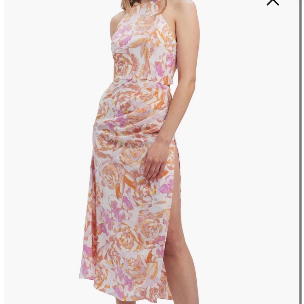 Bardot Floral Halter Dress
